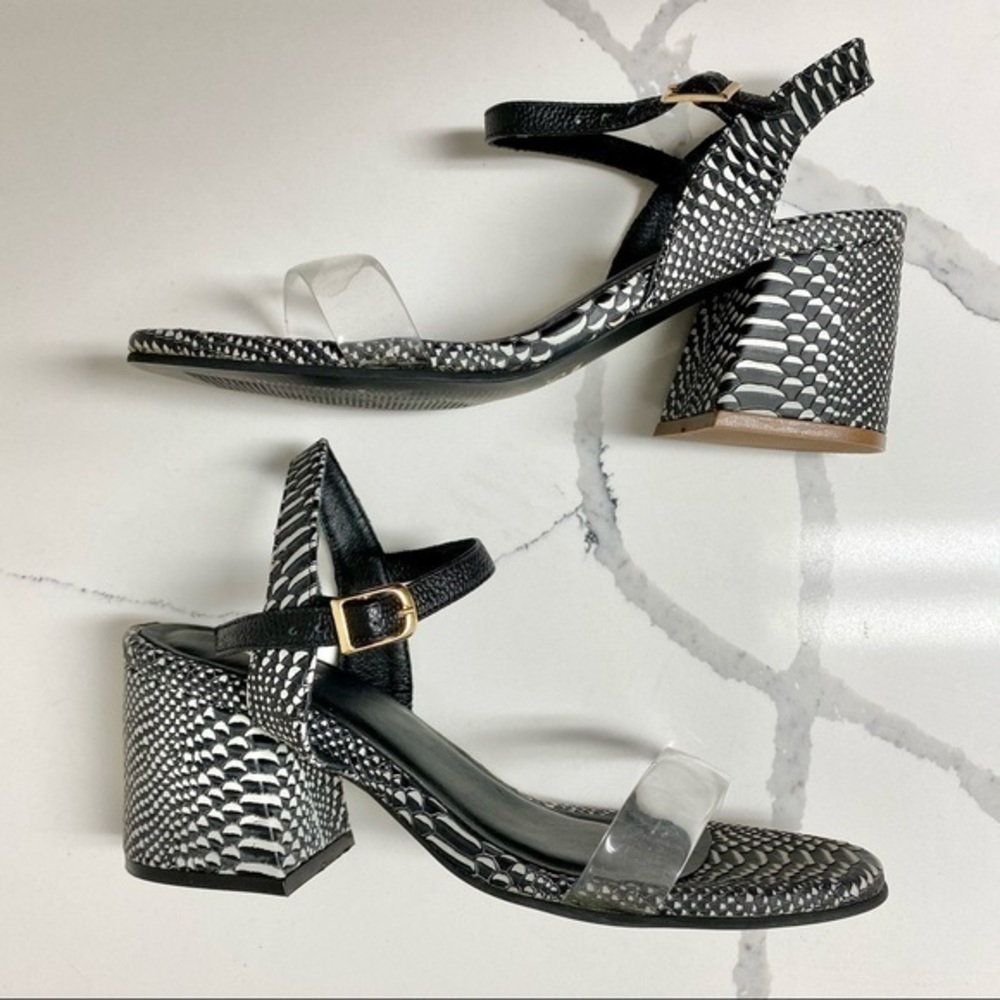 Kaanas Naples Snake Heels Bunin Strap Black/White - Picture 2 of 8